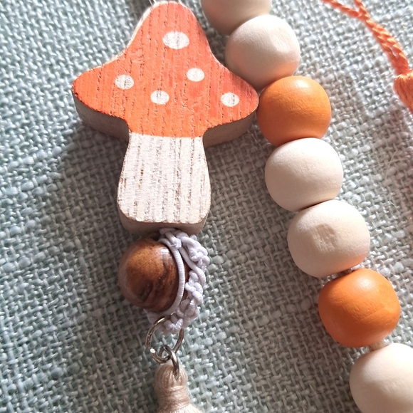 Orange Mushroom Keychain with Tassel Purse Charm - Picture 3 of 4